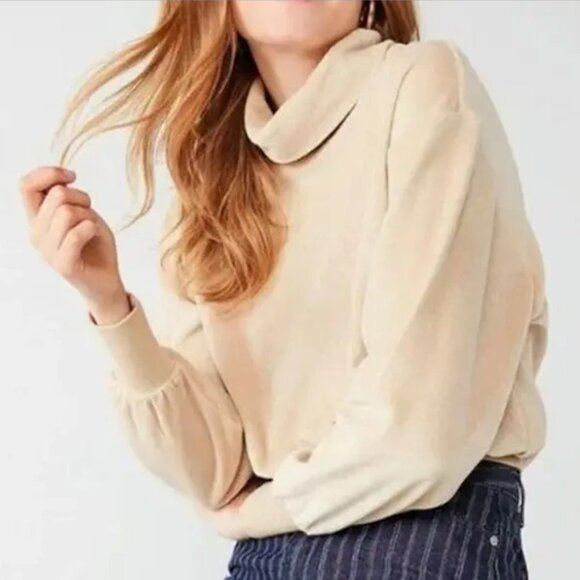 Tan Velour Mock Turtleneck Sweater - Picture 1 of 5